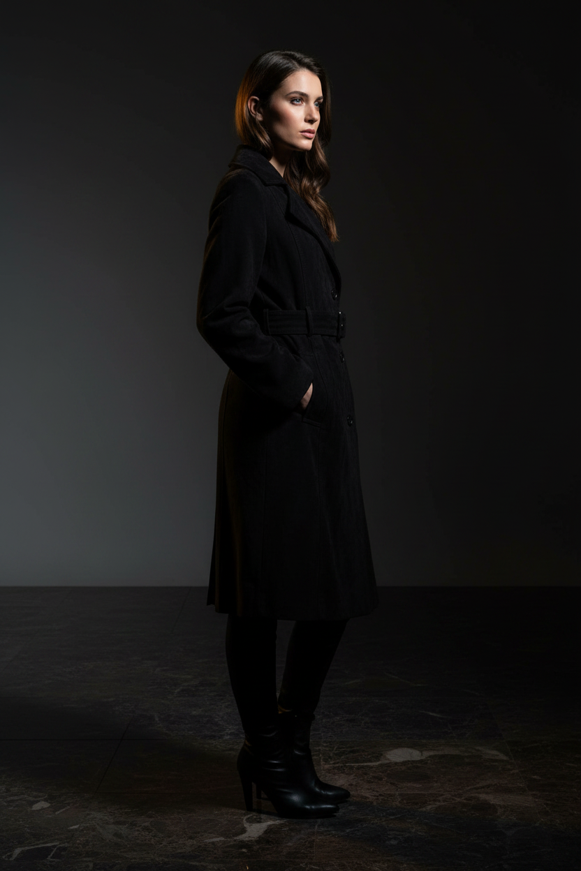 Black Parka — Model Side Profile