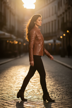 Brown Moto Jacket Street