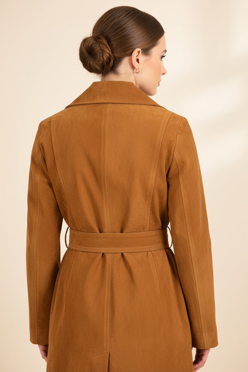 Golden Brown Parka — Model Back View