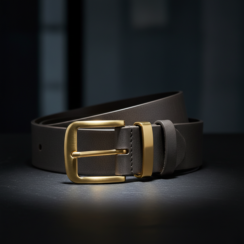 Gray Leather Belt