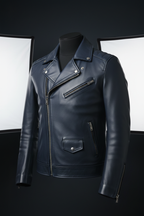 Zunera Classic Leather Jacket - Navy