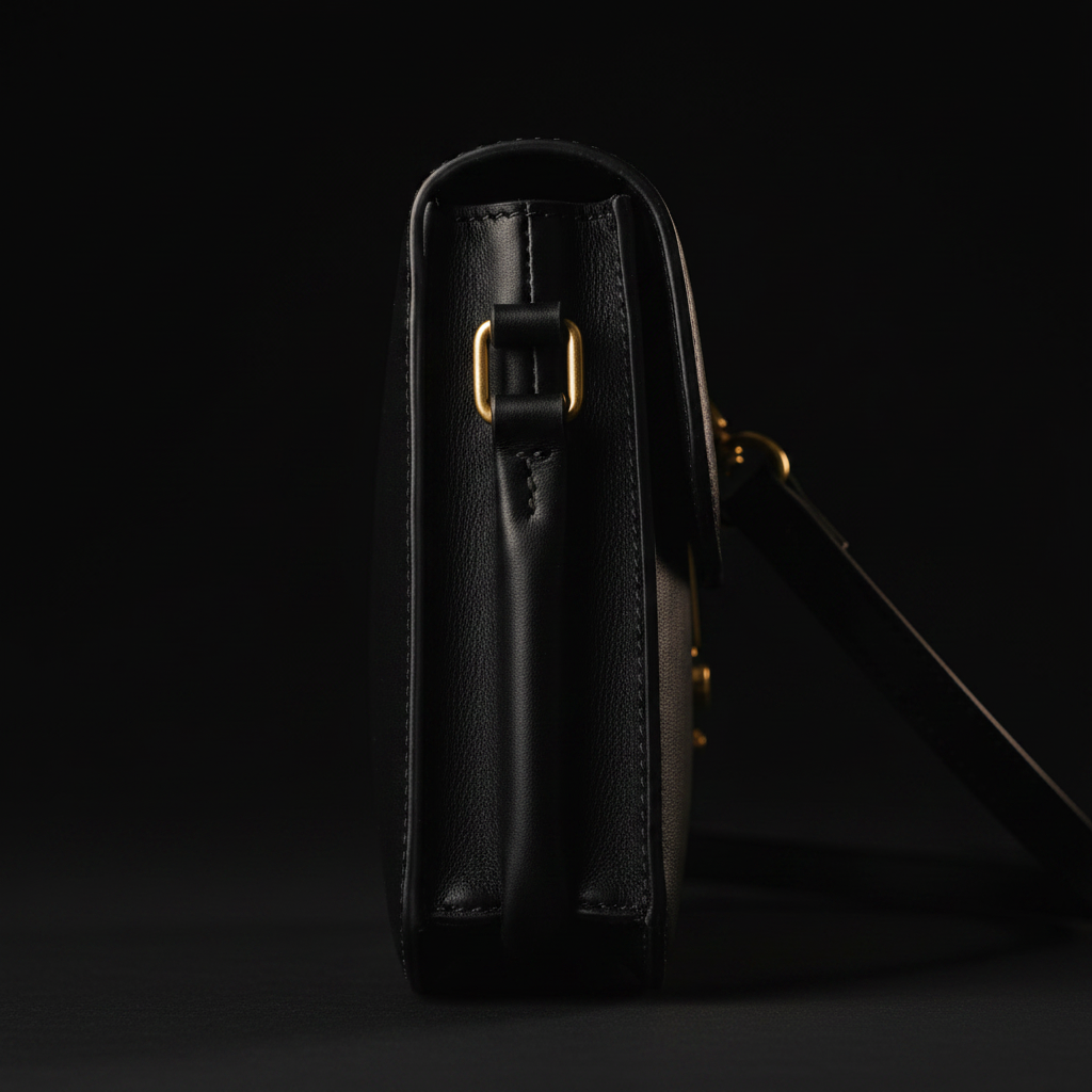 Brown leather crossbody bag - side profile