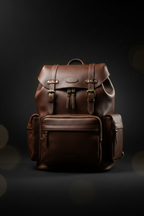 Dramatic cinematic low-angle shot of Zunera Premium Leather Backpack