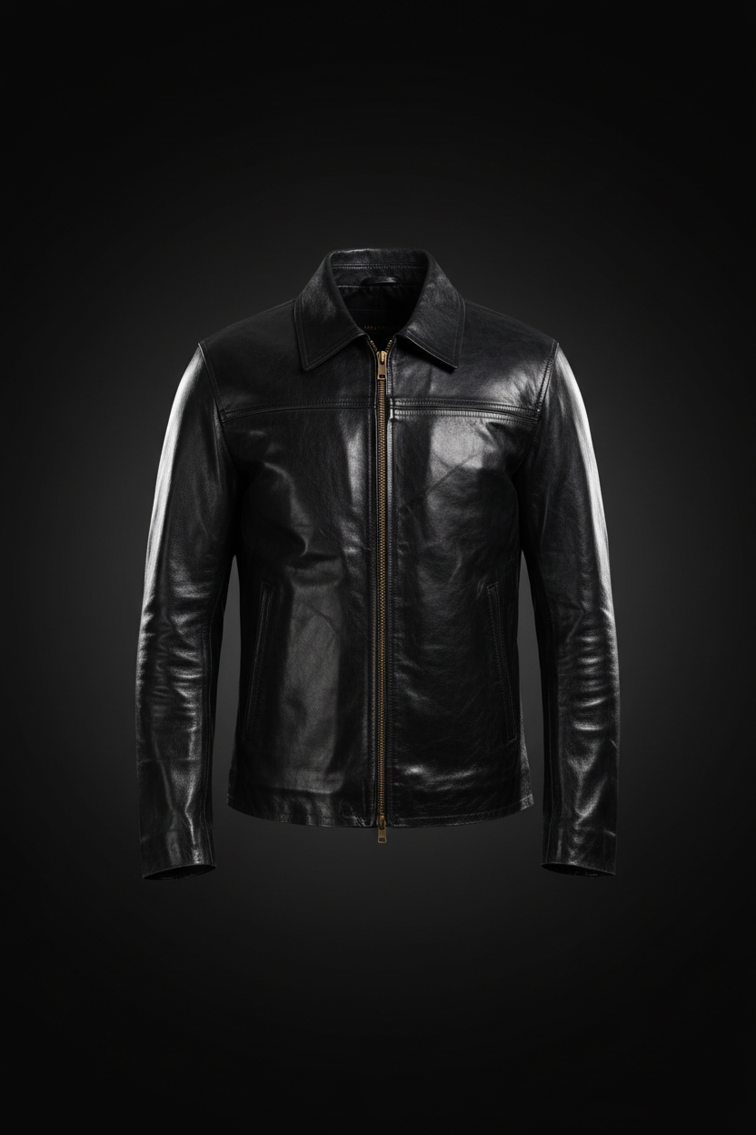Hero shot - black leather jacket