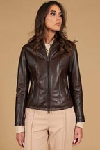 Dark Brown Leather Zip Jacket