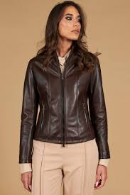 Dark Brown Leather Zip Jacket