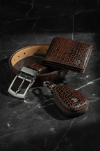 Crocodile leather texture close-up flat lay