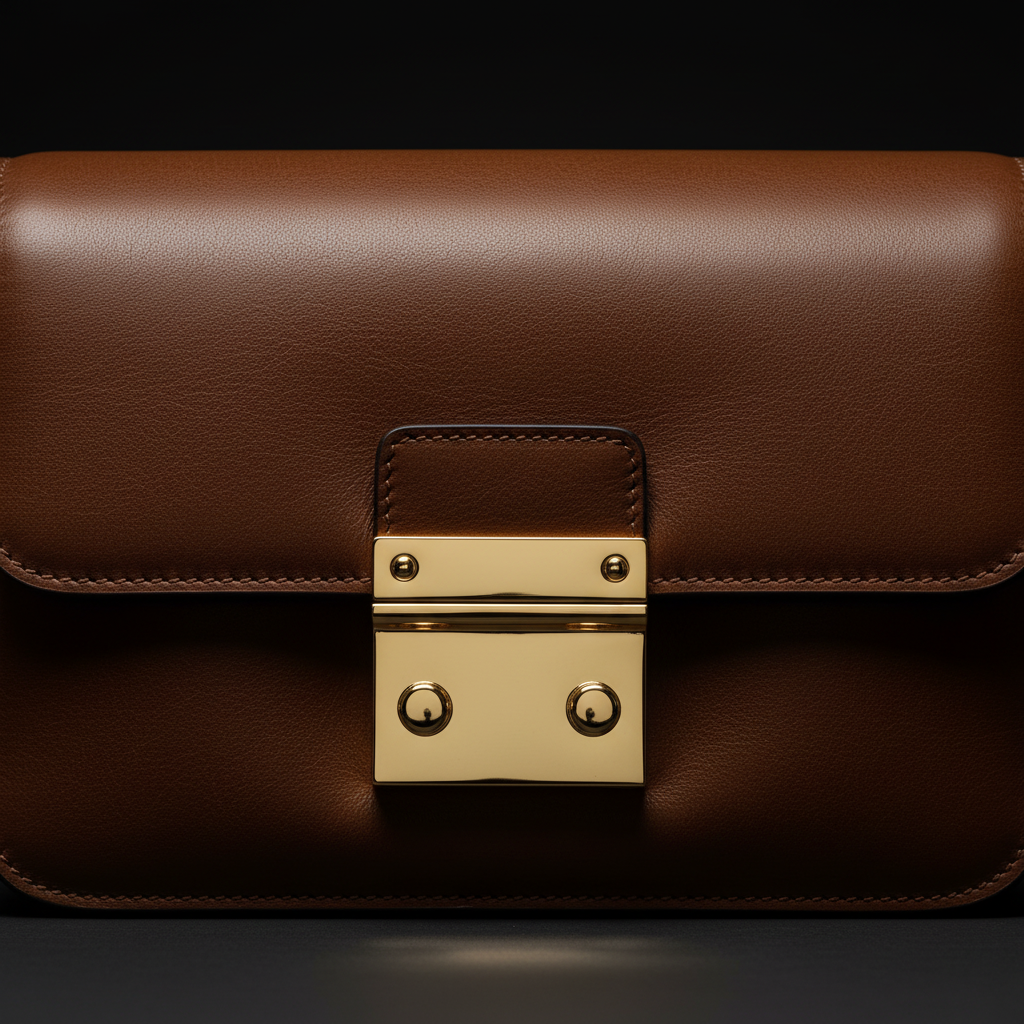 Brown leather crossbody bag - front close up