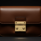 Brown leather crossbody bag - front close up