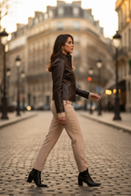Dark Brown Leather Jacket – Walking Parisian Street