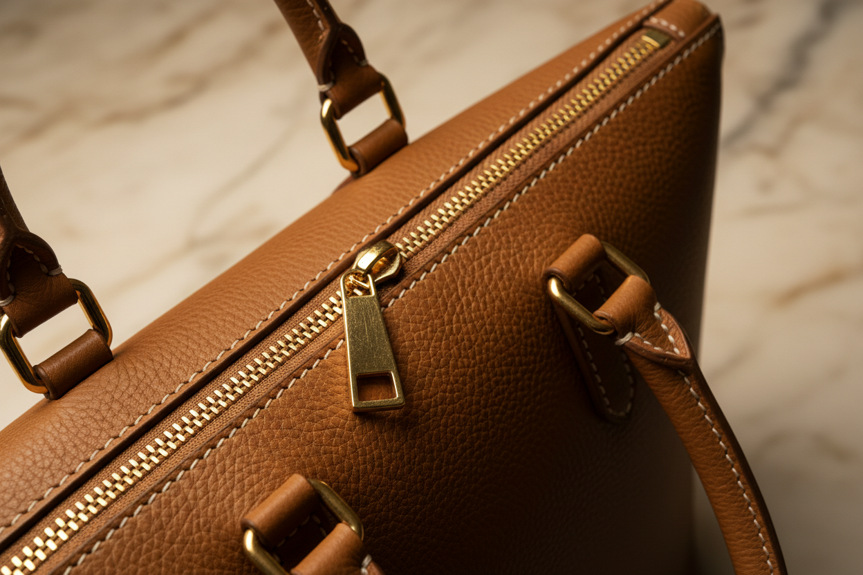 Premium Leather Tote Bag - Close Up Detail