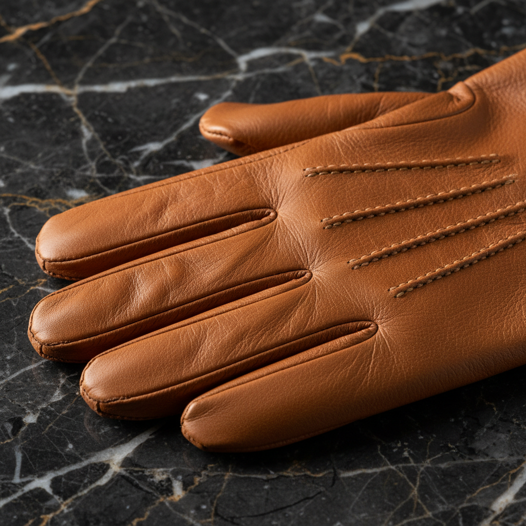 Zunera Premium Leather Gloves Close-up Stitching Detail