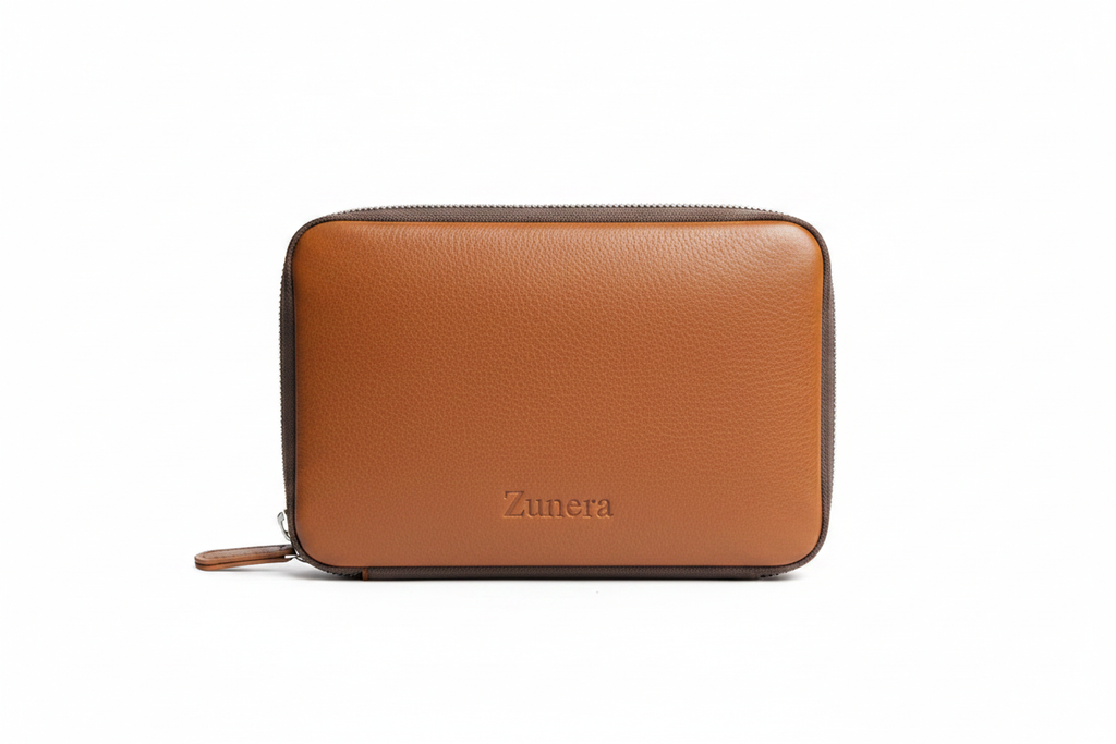 Harbinger Tech Kit closed exterior showing premium crocodile-embossed leather texture