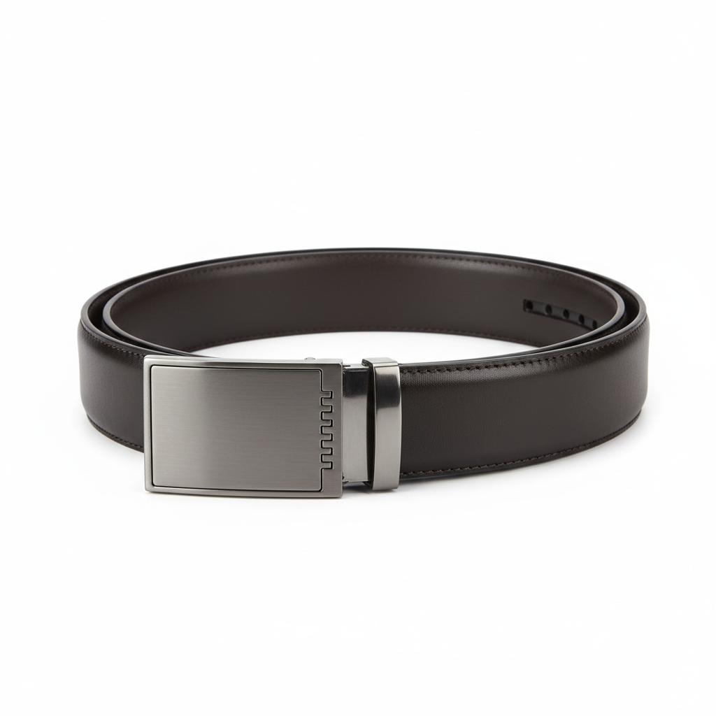 Premium leather belt hero shot on white background