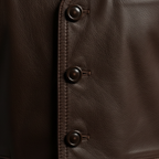Brown leather vest – button detail close-up