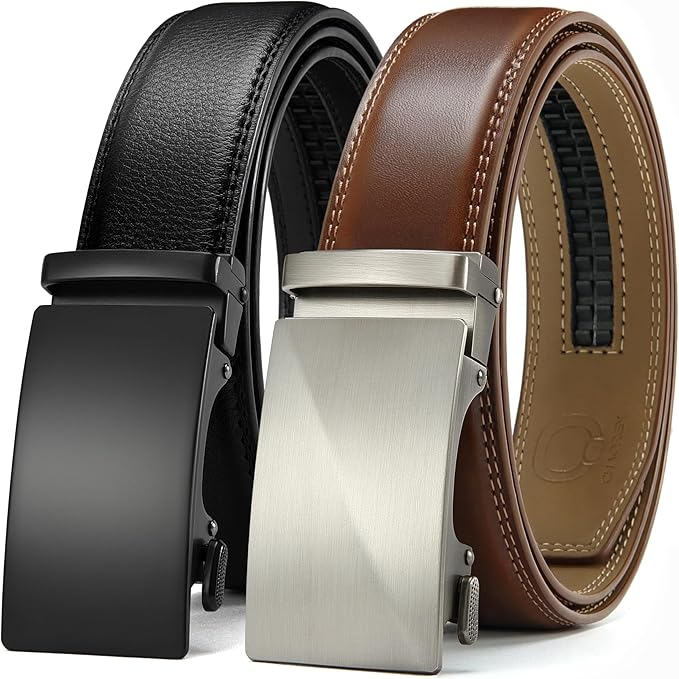 Zunera Full-Grain Leather Ratchet Belt — Automatic Buckle | 5 Colors | Sizes 28-44