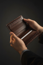 Leather wallet interior lifestyle shot