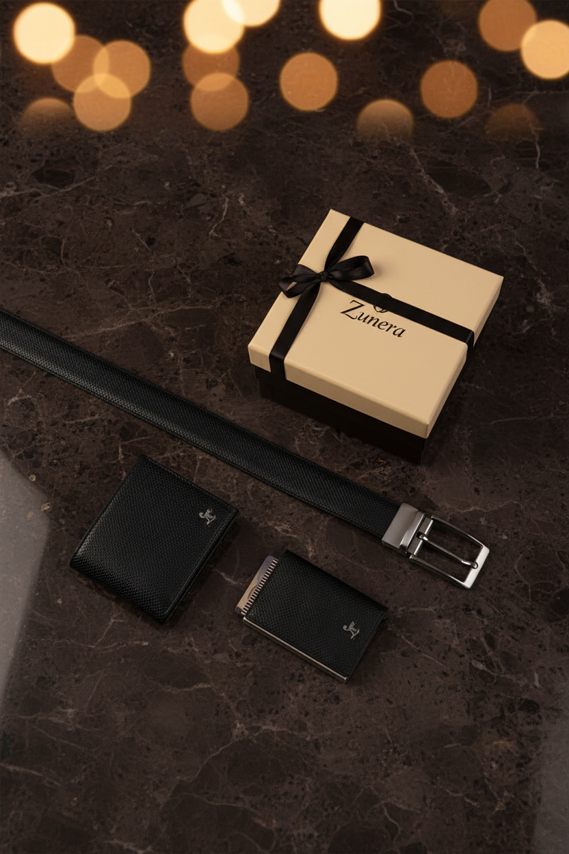 Gift occasion - Zunera box with ribbon and leather accessories