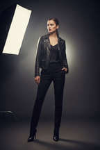 Premium Women's Leather Jacket - Model Shot