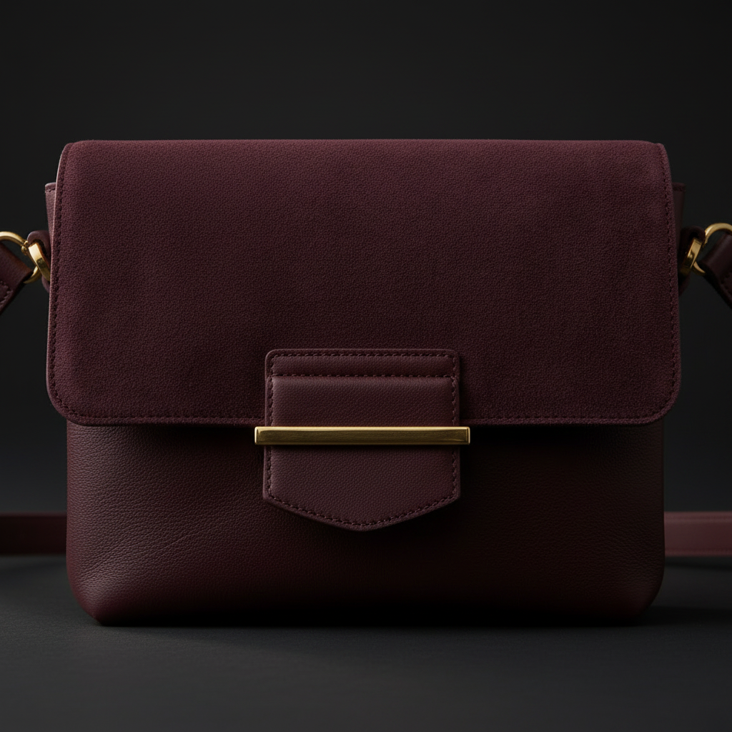 Brown leather crossbody bag - front view