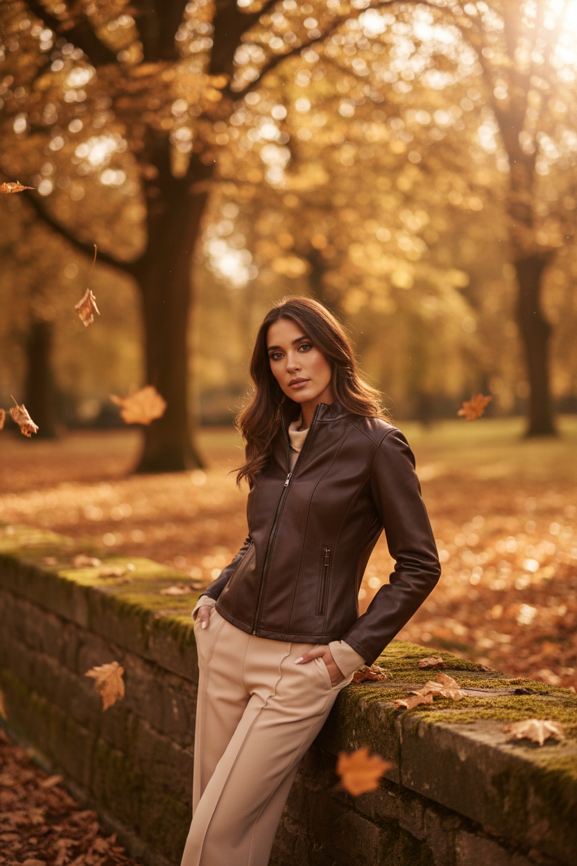 Dark Brown Leather Jacket – Autumn Outdoor