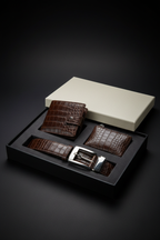 Men's leather gift set in premium black gift box - no branding