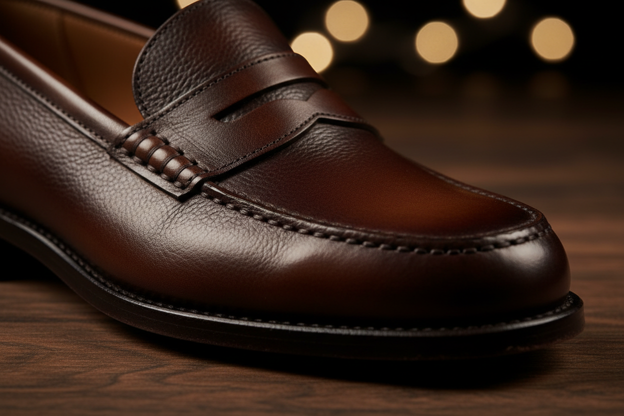 Premium Leather Loafers - Close Up Detail