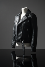 Black Leather Biker Jacket - Three Quarter View
