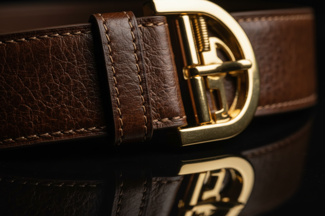 Premium Leather Belt - Close Up Detail