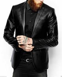 Men's Leather Blazer – Black