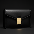 Black leather crossbody bag - front view