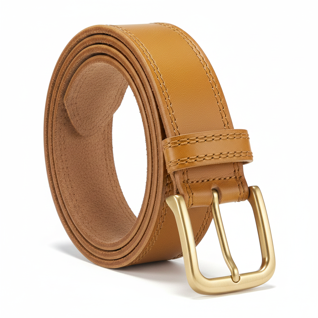 Premium leather belt in Gold, coiled style