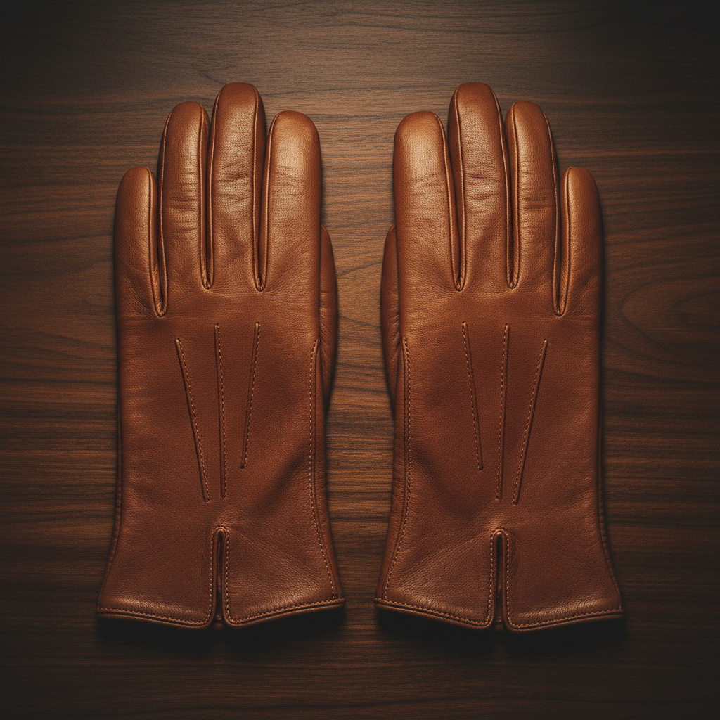 Zunera Premium Leather Gloves Flat Lay - Cognac Brown