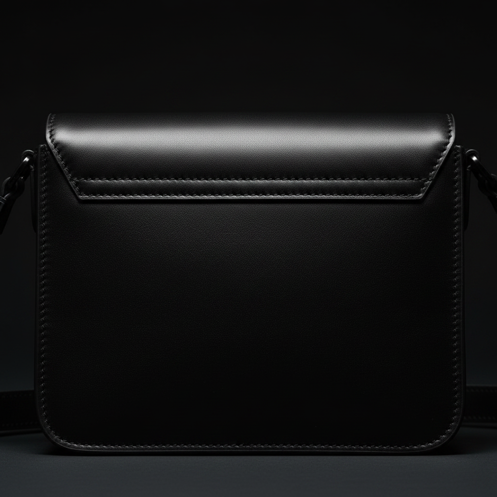 Black leather crossbody bag - back panel