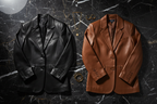 Women's leather blazer suit flat lay both colors