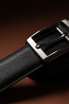 Macro close-up - saffiano leather texture and buckle