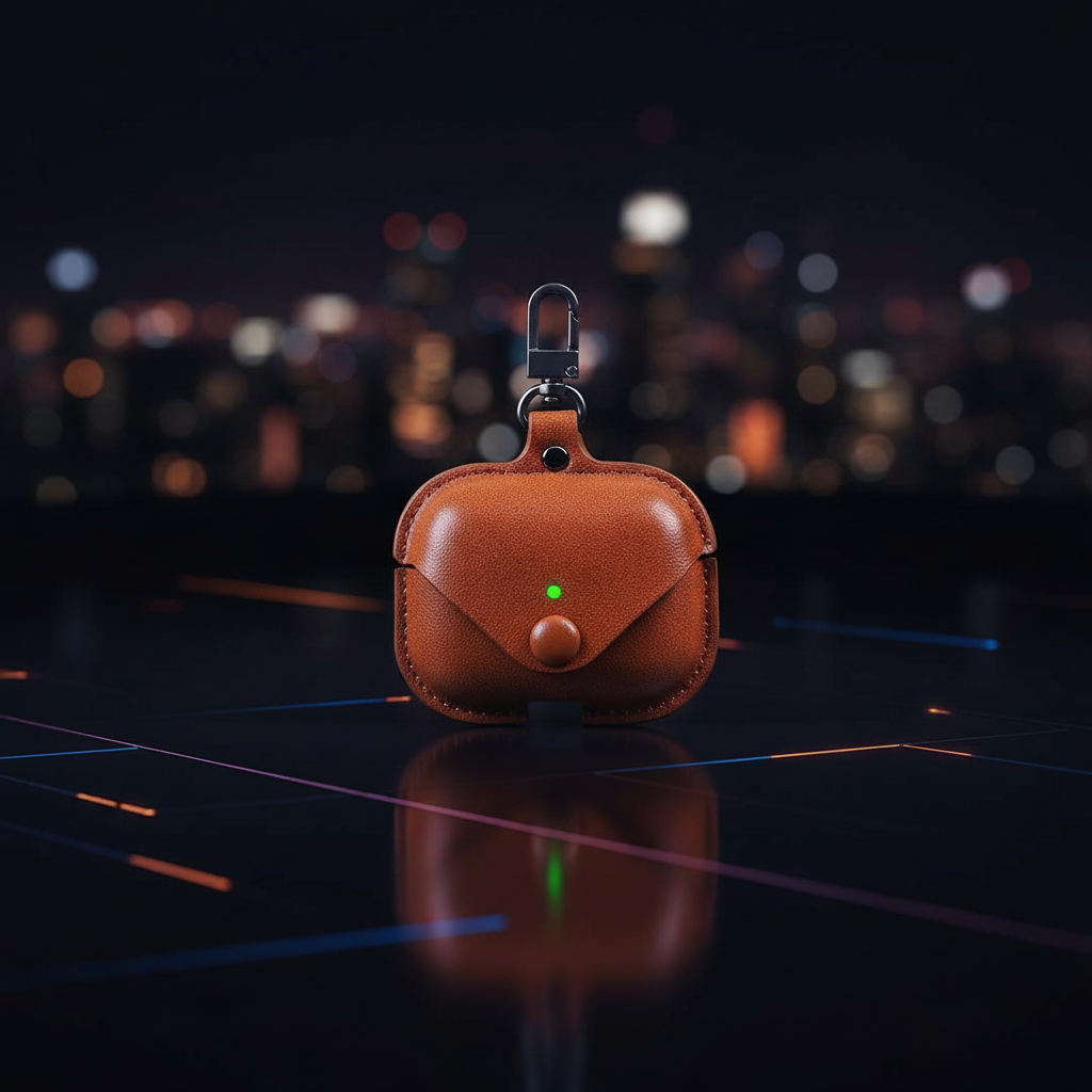 Leather AirPods case - moody night scene