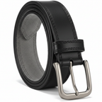 Premium leather belt in Midnight Black, coiled style