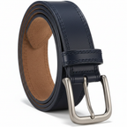 Premium leather belt in Navy Blue, coiled style