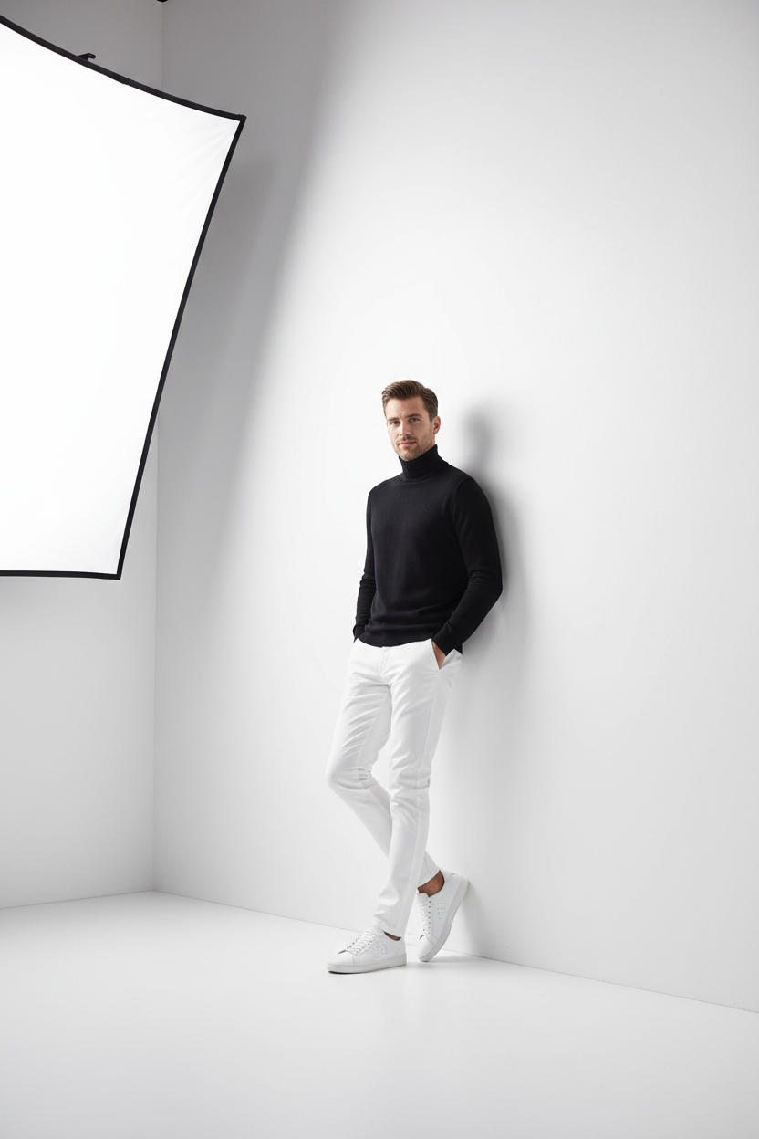 Premium Leather Sneakers - Model Shot