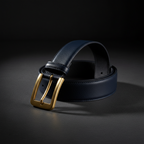 Navy Blue Leather Belt